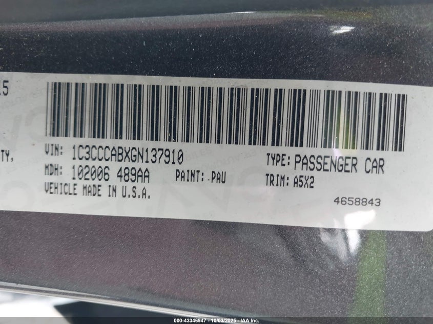 2016 CHRYSLER 200 LIMITED 1C3CCCABXGN137910