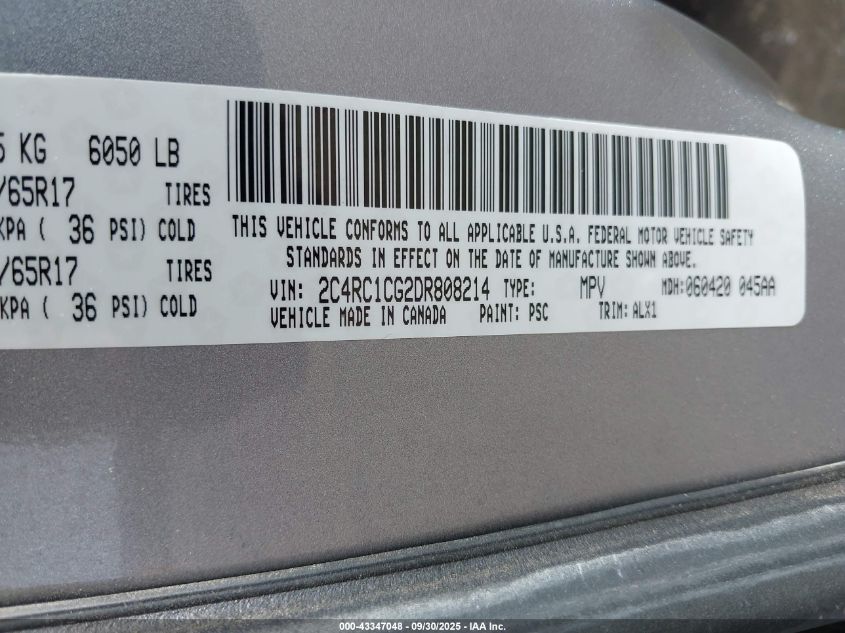 2013 Chrysler Town & Country Touring-L VIN: 2C4RC1CG2DR808214 Lot: 43347048