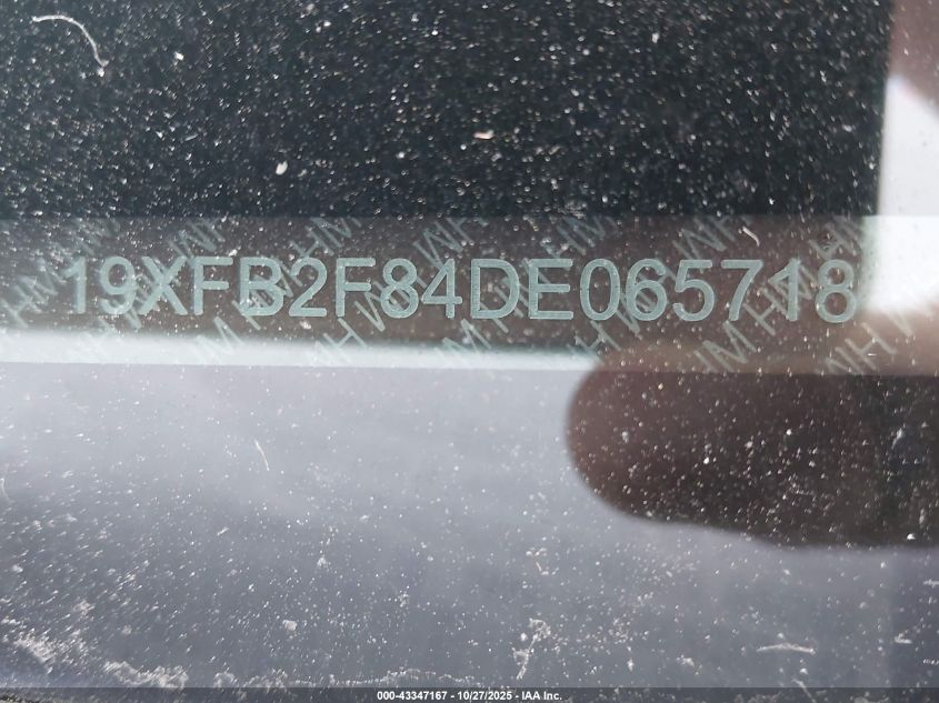 2013 Honda Civic Ex VIN: 19XFB2F84DE065718 Lot: 43347167