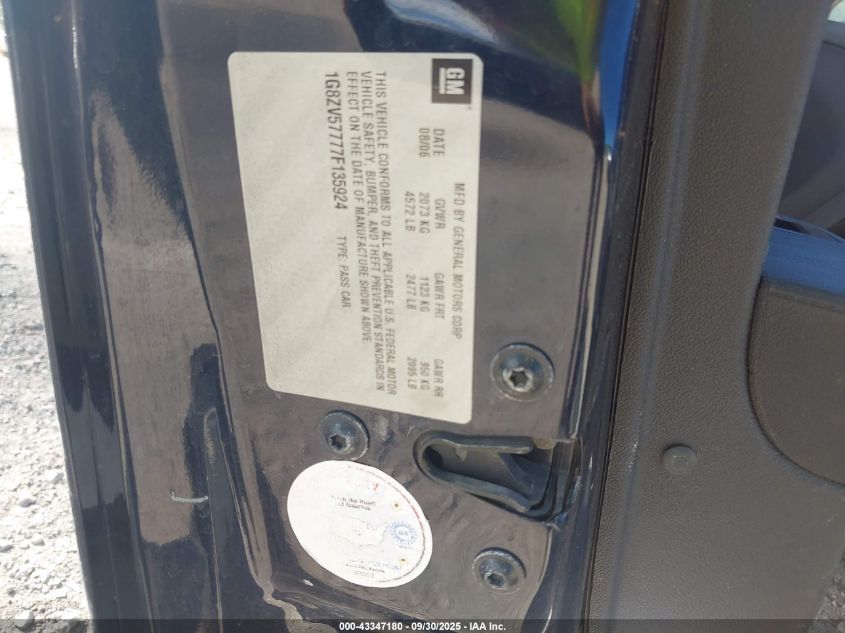 2007 Saturn Aura Xr VIN: 1G8ZV57777F135924 Lot: 43347180