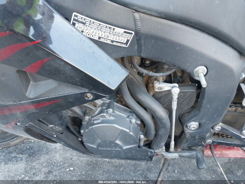 2008 Honda Cbr600 Rr VIN: JH2PC40608M100080 Lot: 43347293