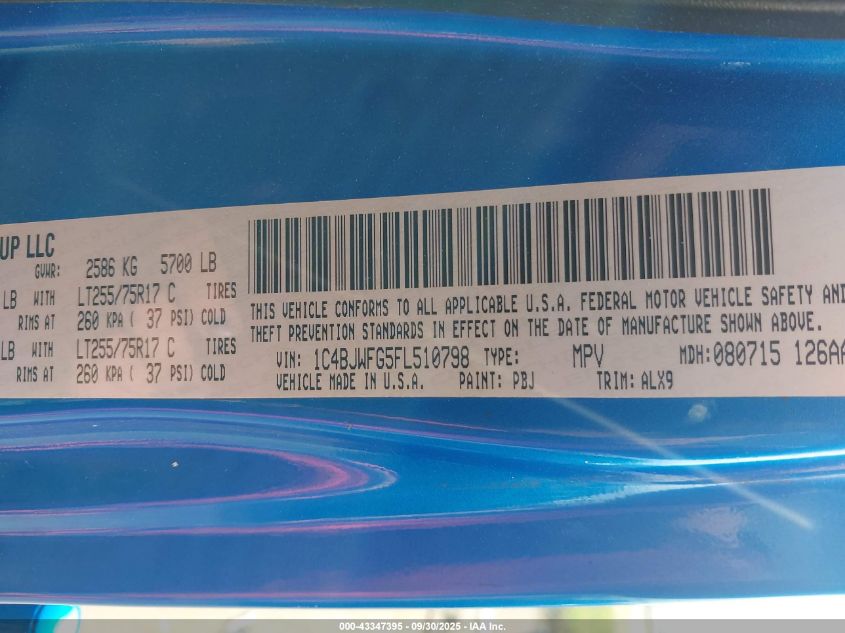 2015 Jeep Wrangler Unlimited Rubicon VIN: 1C4BJWFG5FL510798 Lot: 43347395