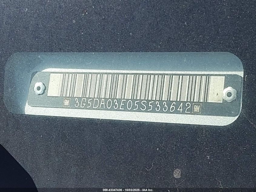 2005 Buick Rendezvous Cx VIN: 3G5DA03E05S533642 Lot: 43347436