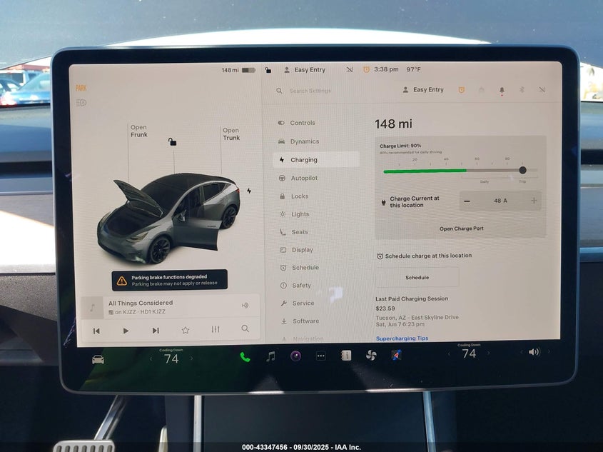 2020 Tesla Model Y Long Range Dual Motor All-Wheel Drive VIN: 5YJYGDEE6LF037943 Lot: 43347456