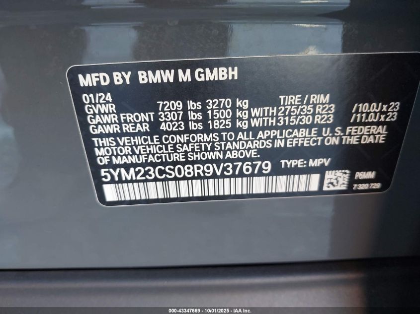 2024 BMW XM 5YM23CS08R9V37679