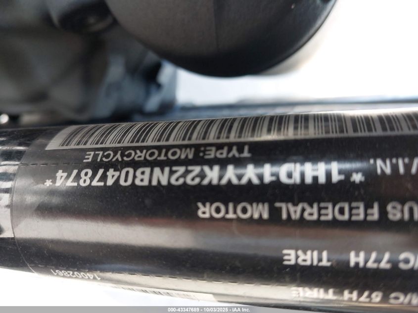 2022 Harley-Davidson Fxbbs VIN: 1HD1YYK22NB047874 Lot: 43347689