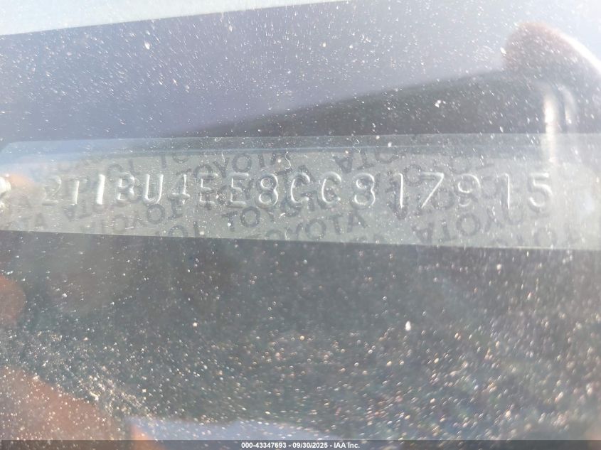 2012 Toyota Corolla S VIN: 2T1BU4EE8CC817915 Lot: 43347693