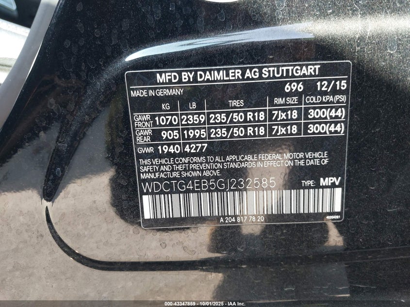 2016 MERCEDES-BENZ GLA 250 - WDCTG4EB5GJ232585