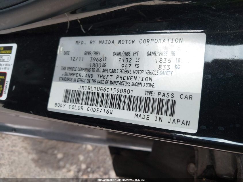 2012 Mazda Mazda3 I Sport VIN: JM1BL1UG6C1590801 Lot: 43348057