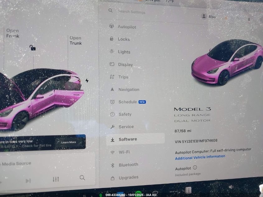 2021 Tesla Model 3 Long Range Dual Motor All-Wheel Drive VIN: 5YJ3E1EB1MF974608 Lot: 43348280