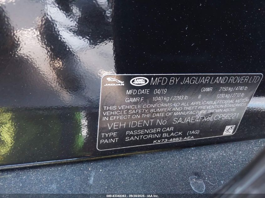 2020 Jaguar Xe S Rwd Automatic VIN: SAJAE4FX5LCP56221 Lot: 43348363