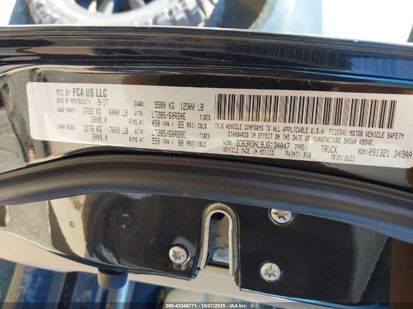 2018 Ram 3500 Limited 4X4 6'4 Box VIN: 3C63R3NL9JG134047 Lot: 43348771