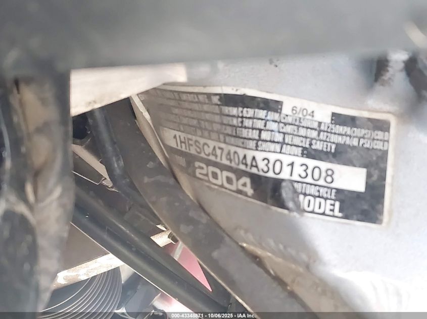 2004 Honda Gl1800 A VIN: 1HFSC47404A301308 Lot: 43348871