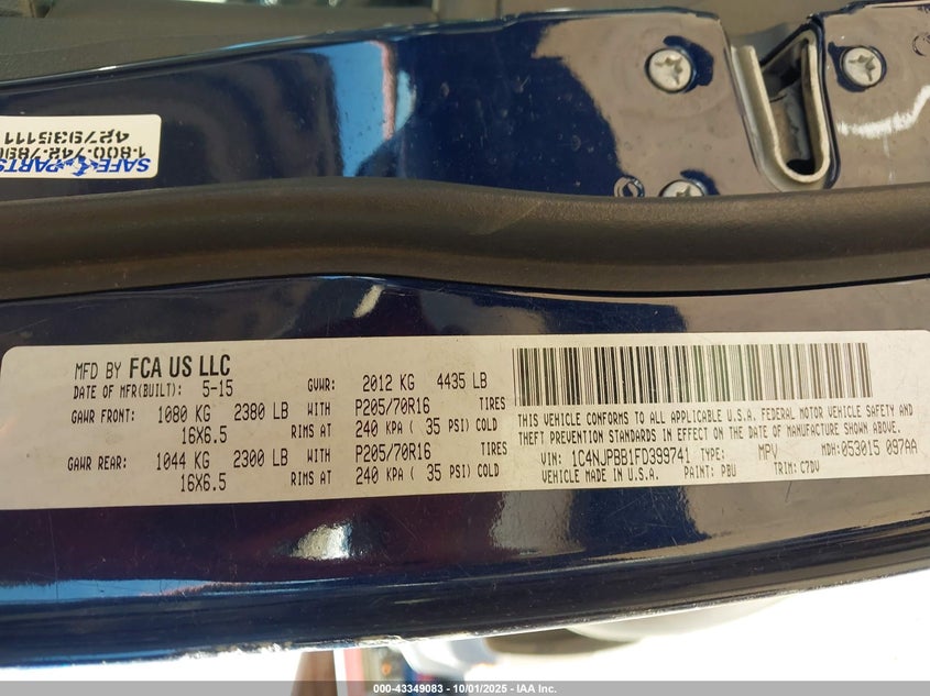 2015 JEEP PATRIOT SPORT - 1C4NJPBB1FD399741