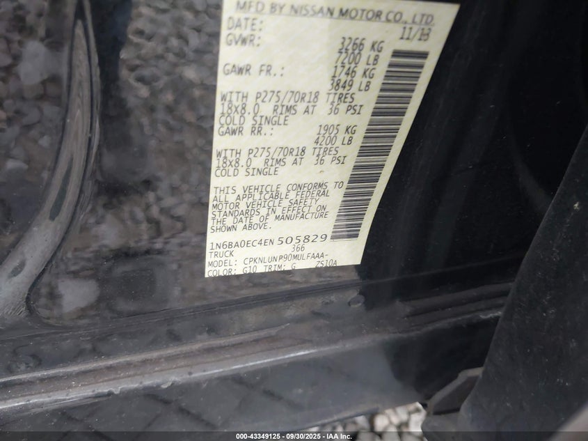 2014 NISSAN TITAN PRO-4X - 1N6BA0EC4EN505829