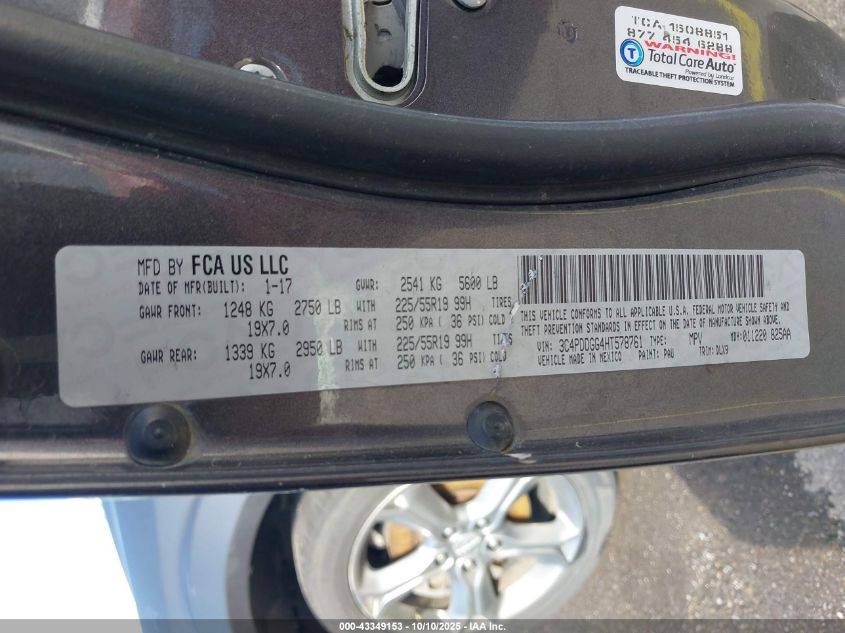 2017 Dodge Journey Crossroad Plus Awd VIN: 3C4PDDGG4HT578761 Lot: 43349153