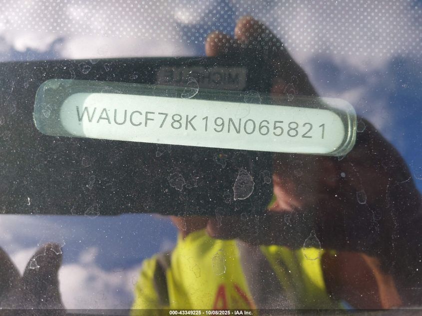 2009 Audi A4 2.0T Premium VIN: WAUCF78K19N065821 Lot: 43349225