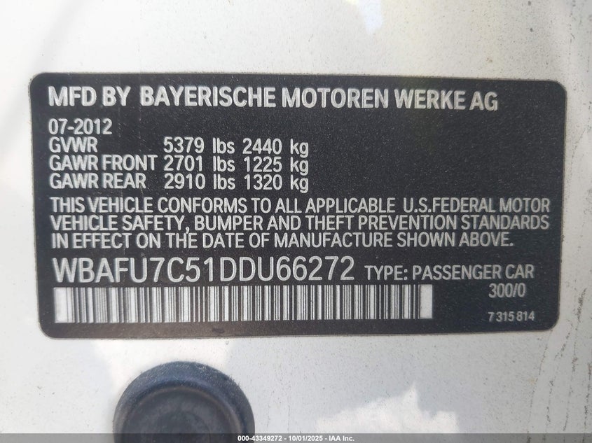 2013 BMW 535I XDRIVE - WBAFU7C51DDU66272