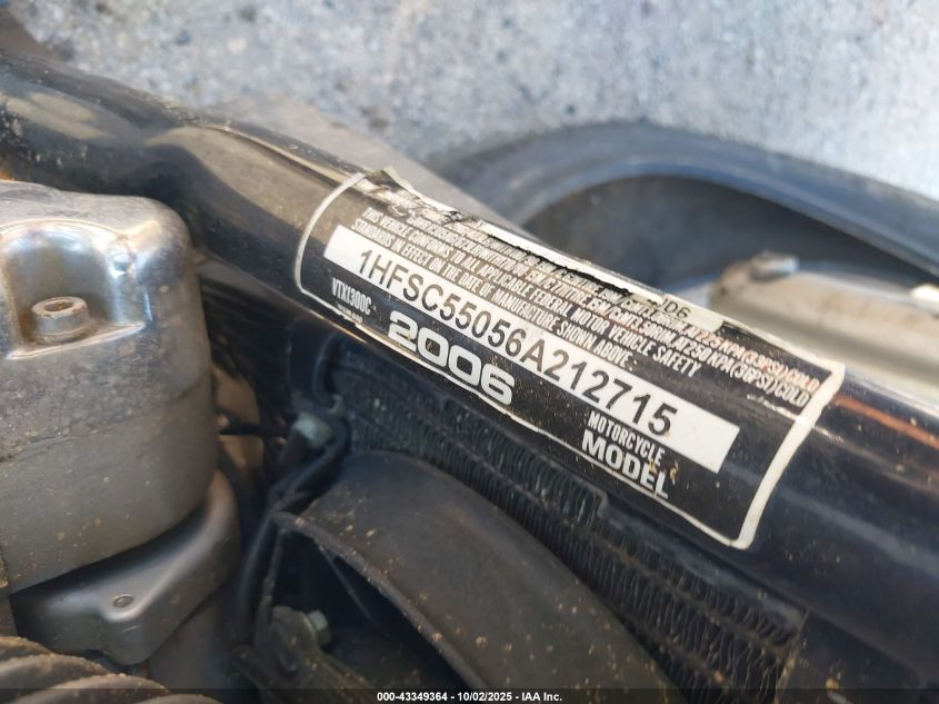 2006 Honda Vtx1300 C VIN: 1HFSC55056A212715 Lot: 43349364