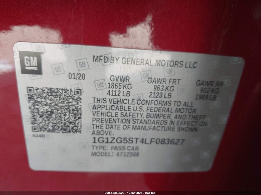 2020 CHEVROLET MALIBU FWD RS - 1G1ZG5ST4LF083627