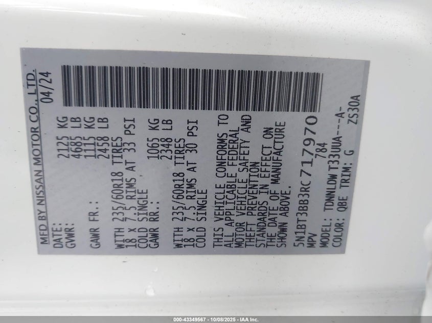 2024 NISSAN ROGUE SV INTELLIGENT AWD 5N1BT3BB3RC717970