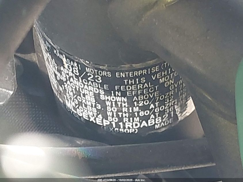 2024 Kawasaki Ex650 P VIN: ML5EXEP11RDAB8213 Lot: 43349628