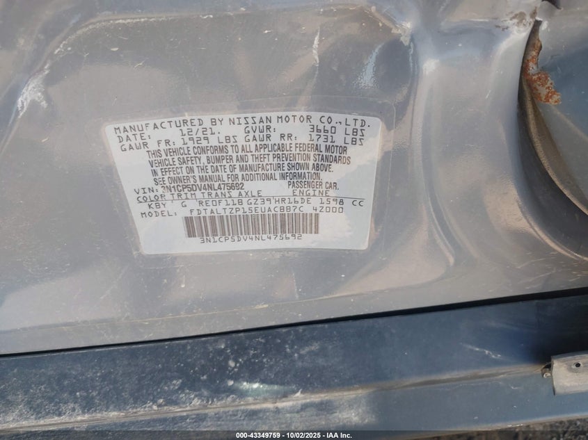 2022 NISSAN KICKS SR XTRONIC CVT - 3N1CP5DV4NL475692