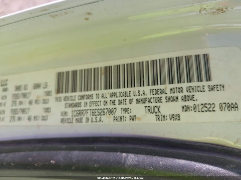 2014 Ram 1500 Tradesman VIN: 1C6RR7FT6ES267007 Lot: 43349782