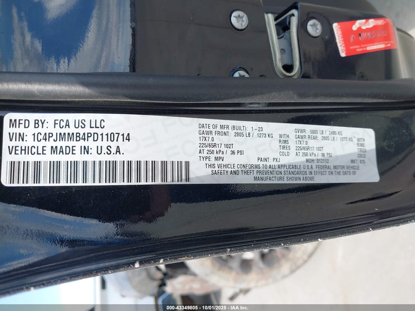 2023 JEEP CHEROKEE(VIN: 1C4PJMMB4PD110714