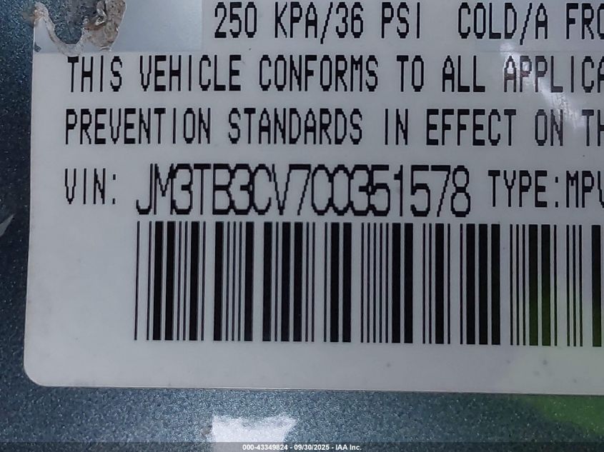 2012 Mazda Cx-9 Touring VIN: JM3TB3CV7C0351578 Lot: 43349824