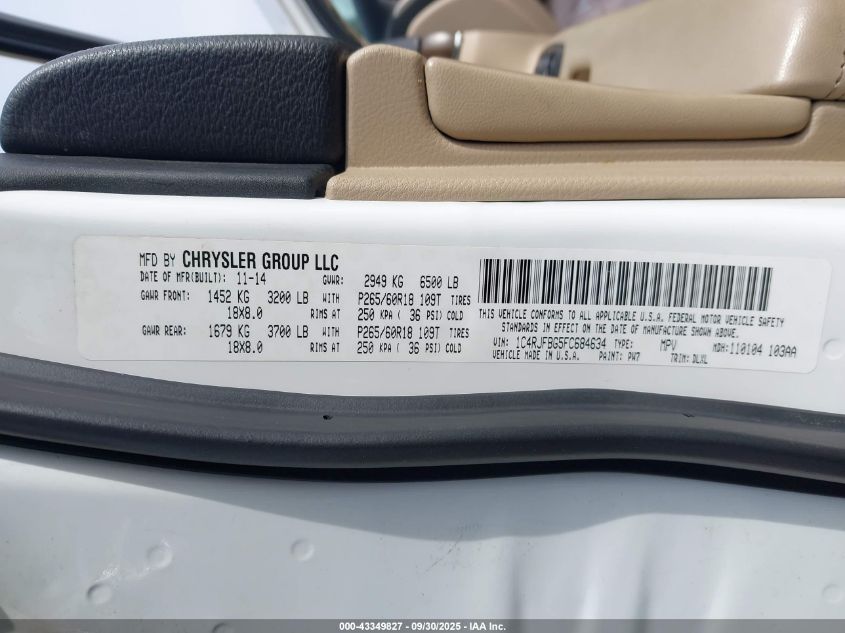 2015 Jeep Grand Cherokee Limited VIN: 1C4RJFBG5FC684634 Lot: 43349827