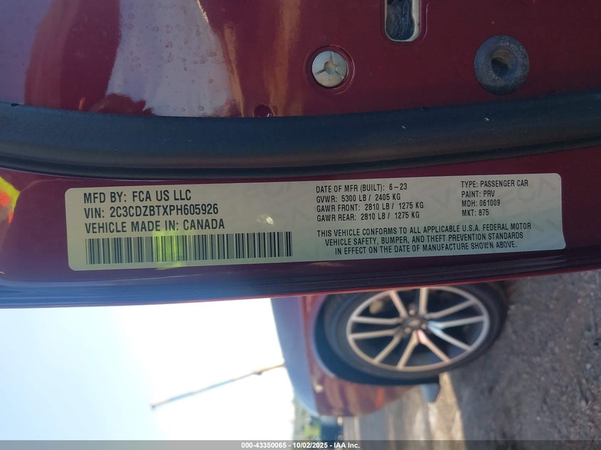 2023 DODGE CHALLENGER R/T - 2C3CDZBTXPH605926