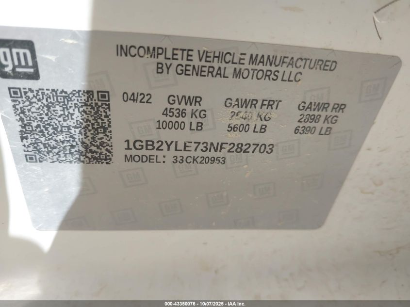 2022 Chevrolet Silverado 2500Hd 4Wd Long Bed Wt VIN: 1GB2YLE73NF282703 Lot: 43350076