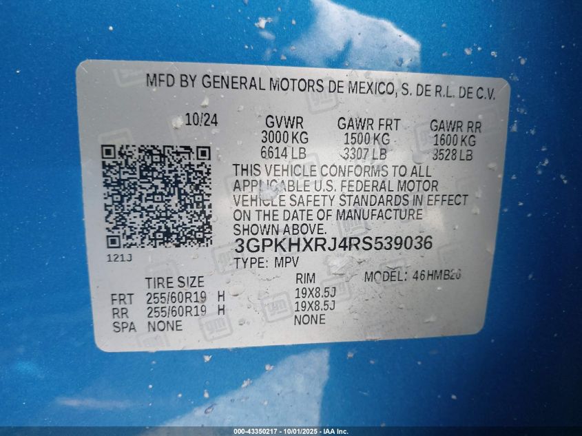 2024 Honda Prologue Touring VIN: 3GPKHXRJ4RS539036 Lot: 43350217