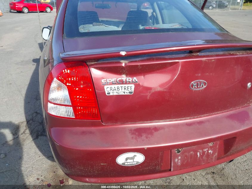 2002 Kia Spectra Gs/Gsx VIN: KNAFB161X25068285 Lot: 43350420