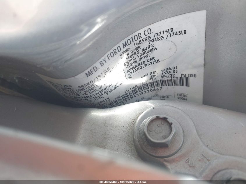 2005 Ford Focus Zx4 VIN: 1FAFP34N45W220667 Lot: 43350469