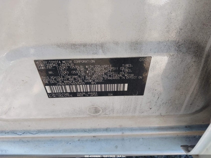 2006 Toyota Rav4 Limited V6 VIN: JTMZK31V765005625 Lot: 43350686