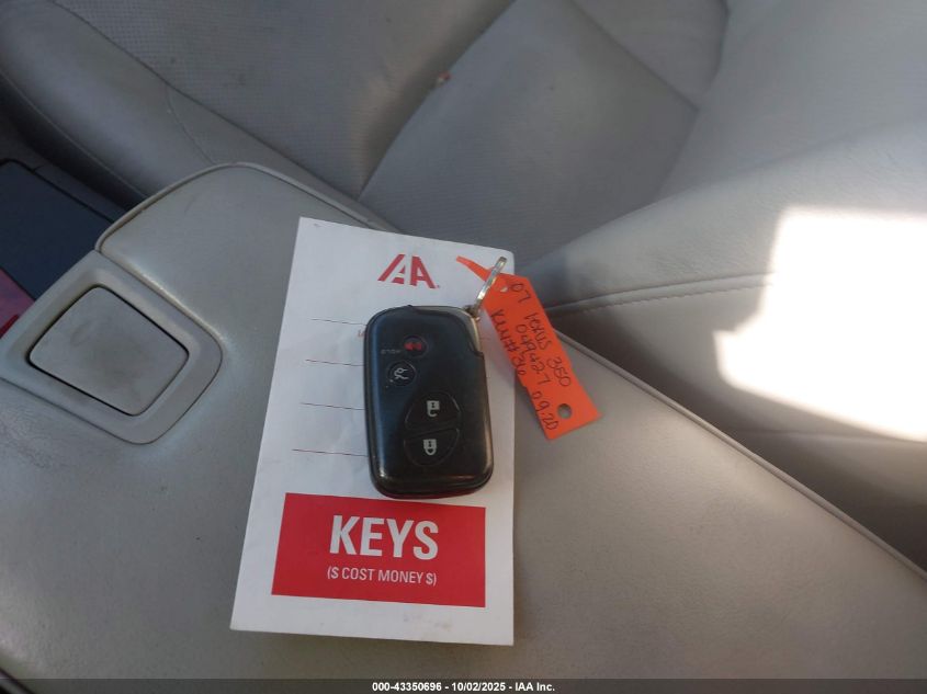 2007 Lexus Es 350 VIN: JTHBJ46G672049427 Lot: 43350696