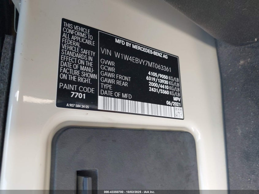 W1W4EBVY7MT063361 2021 MERCEDES-BENZ SPRINTER photo no. 9