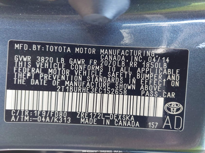 2014 TOYOTA COROLLA S PLUS - 2T1BURHE3EC152658