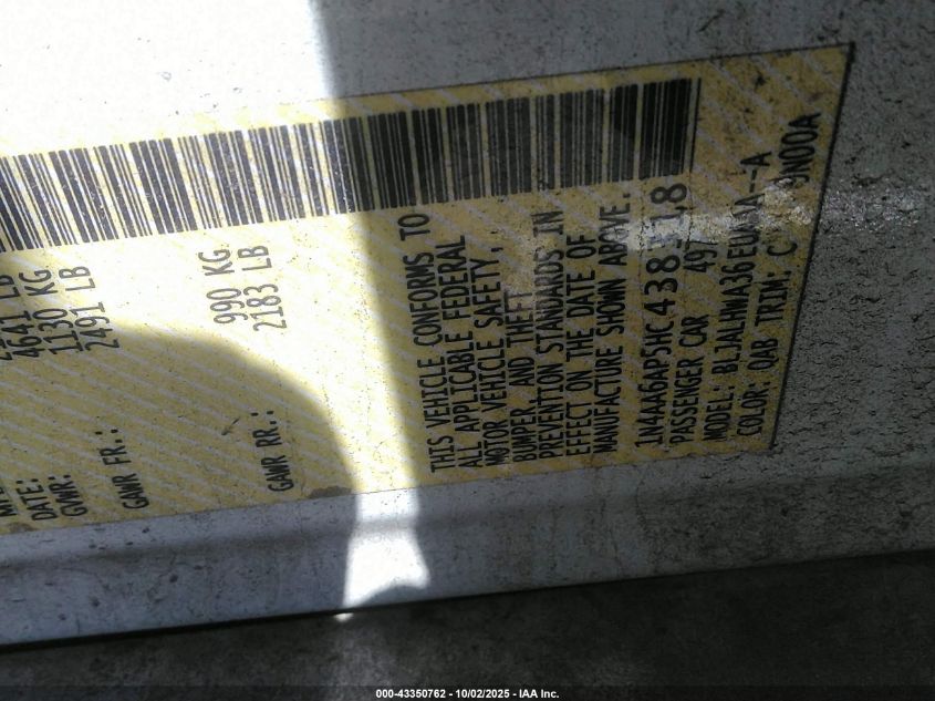 2017 Nissan Maxima 3.5 Platinum VIN: 1N4AA6AP5HC438318 Lot: 43350762