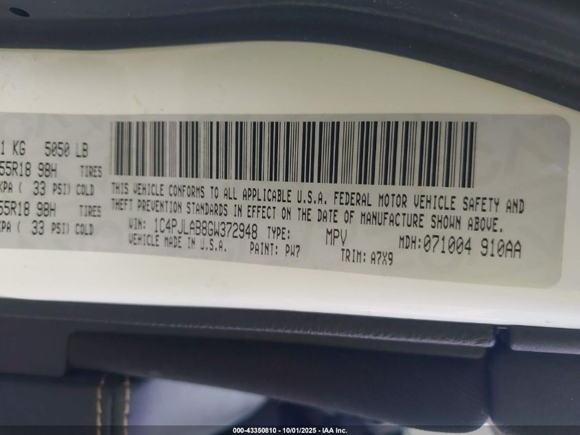 2016 Jeep Cherokee Altitude VIN: 1C4PJLAB8GW372948 Lot: 43350810