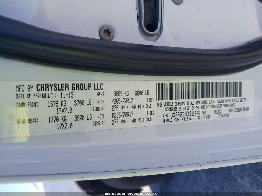 2014 Ram 1500 Tradesman VIN: 1C6RR6FG1ES211876 Lot: 43350913