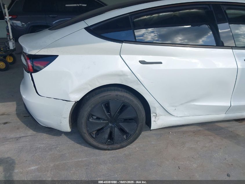2025 Tesla Model 3 Long Range Rear-Wheel Drive VIN: 5YJ3E1EA7SF988419 Lot: 43351050