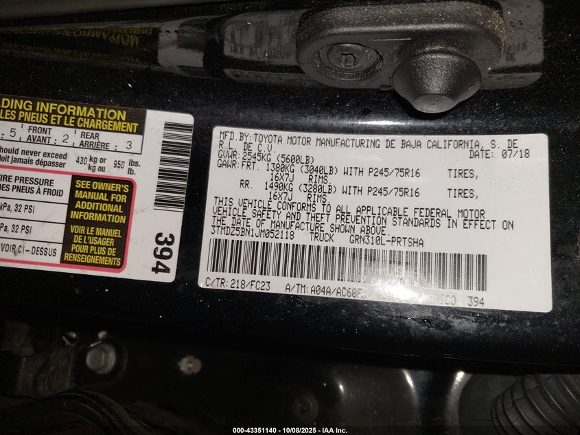 2018 TOYOTA TACOMA SR5 V6 3TMDZ5BN1JM052118