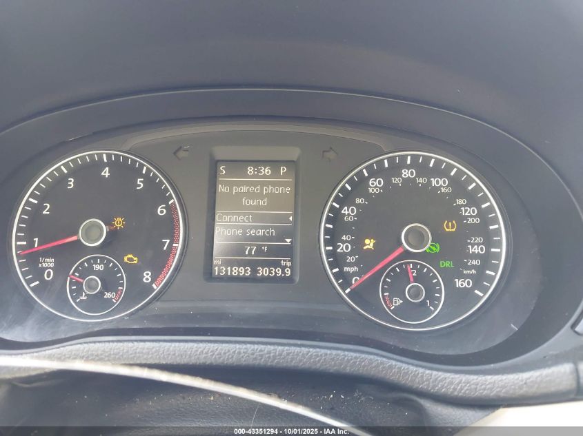 2013 Volkswagen Passat 2.5L Se VIN: 1VWBP7A38DC087430 Lot: 43351294