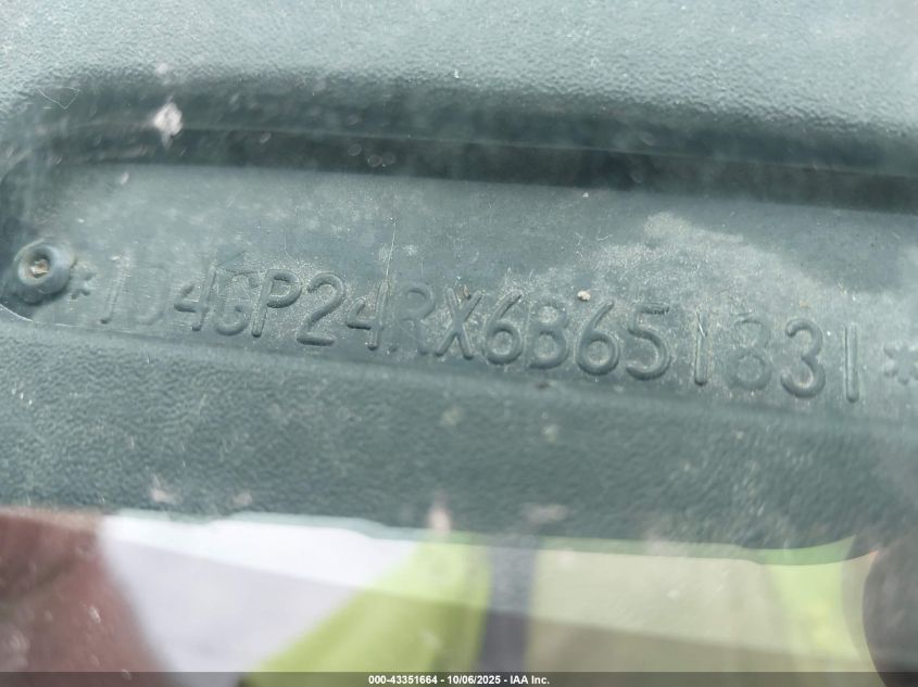 2006 Dodge Grand Caravan Se VIN: 1D4GP24RX6B651831 Lot: 43351664