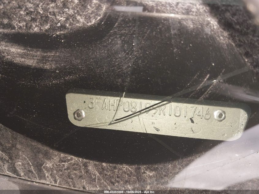 2009 Ford Fusion Sel VIN: 3FAHP08199R101746 Lot: 43351885