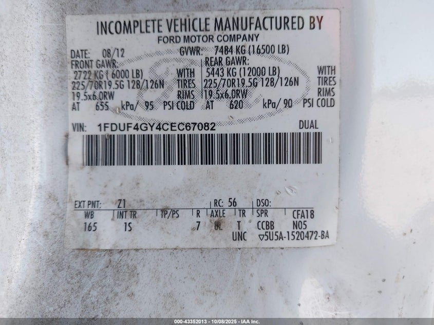 1FDUF4GY4CEC67082 2012 FORD F450 photo no. 8