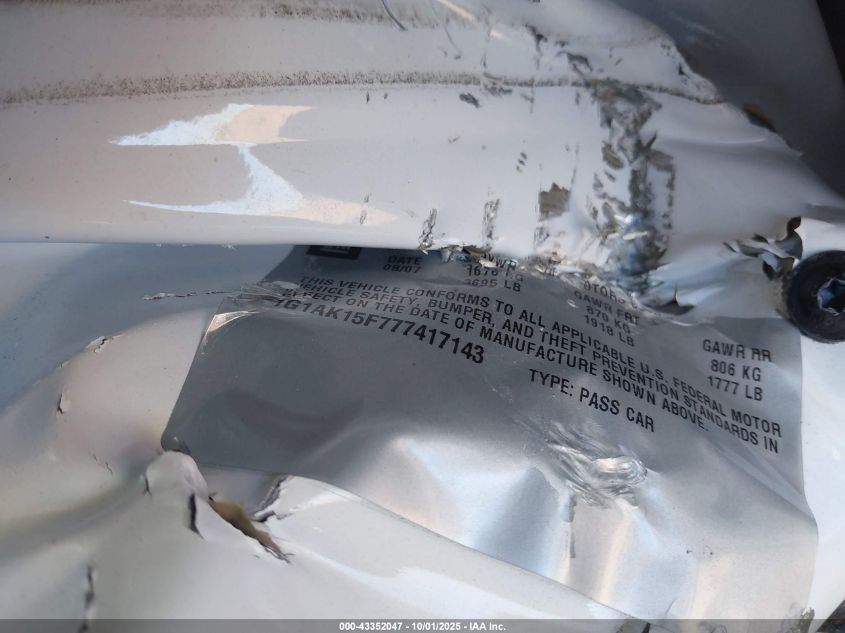 2007 Chevrolet Cobalt Ls VIN: 1G1AK15F777417143 Lot: 43352047